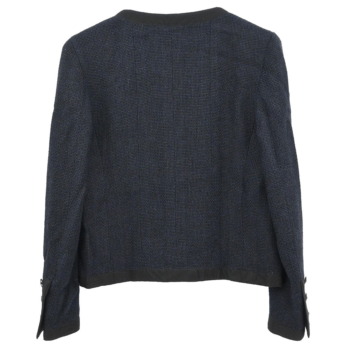 Chanel 2002 Single Breasted Collarless Jacket Navy #38