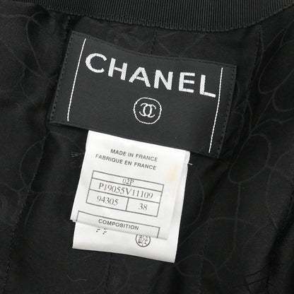 Chanel 2002 Single Breasted Collarless Jacket Navy #38