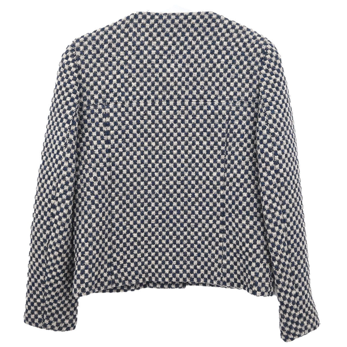 Chanel 1995 Single Breasted Collarless Jacket Navy #38