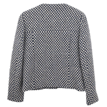 Chanel 1995 Single Breasted Collarless Jacket Navy #38