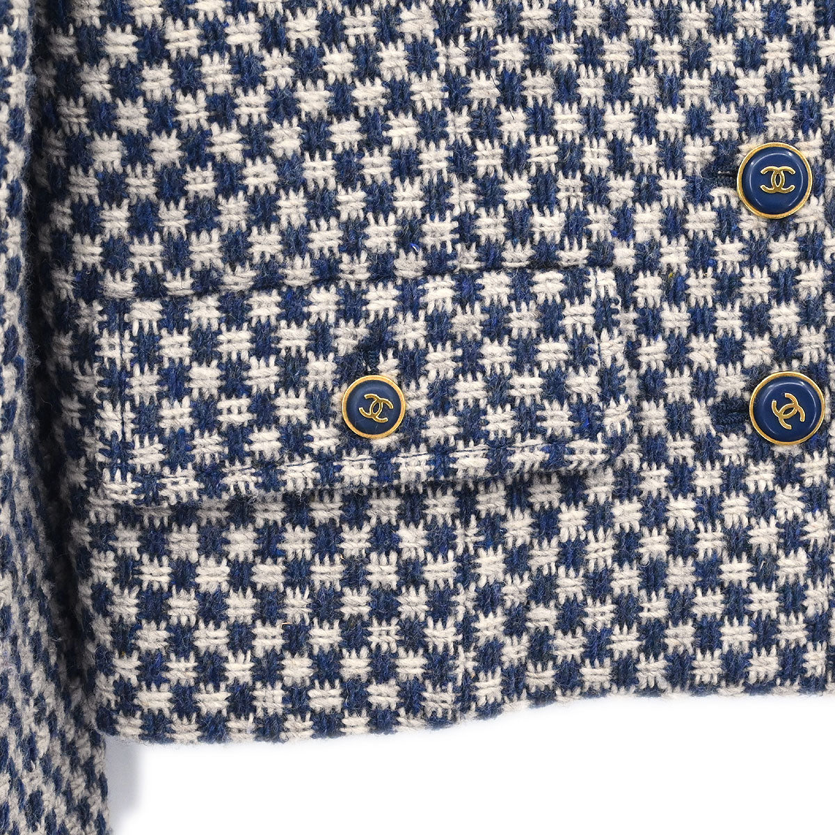 Chanel 1995 Single Breasted Collarless Jacket Navy #38