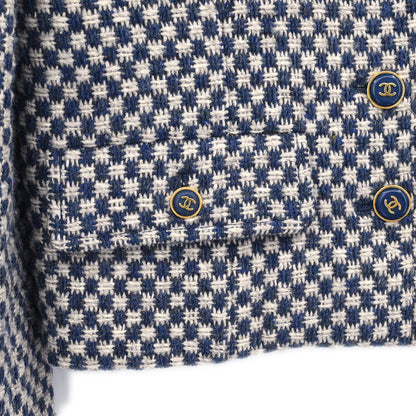 Chanel 1995 Single Breasted Collarless Jacket Navy #38