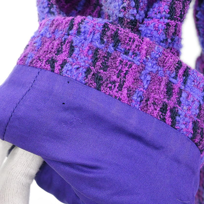 Chanel 1995 Single Breasted Jacket Coat Tweed Purple #40