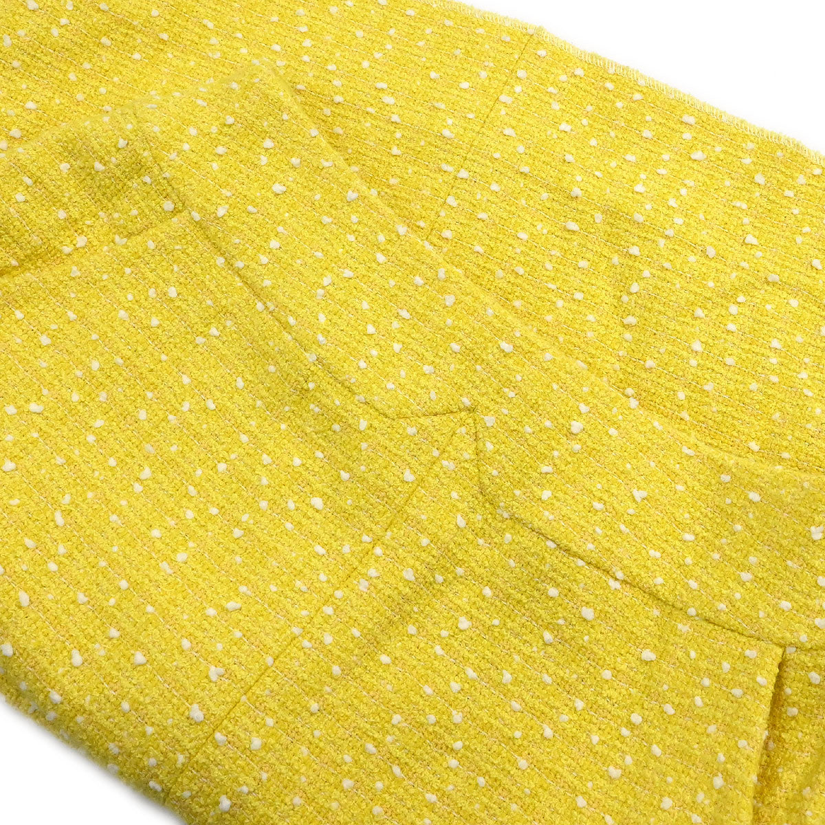 Chanel 1997 Setup Suit Jacket Skirt Tweed Yellow #36