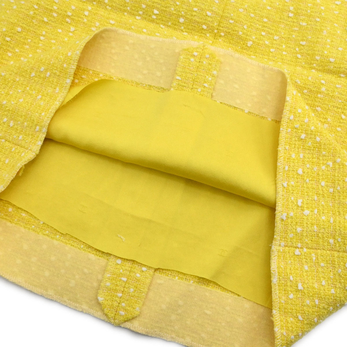Chanel 1997 Setup Suit Jacket Skirt Tweed Yellow #36