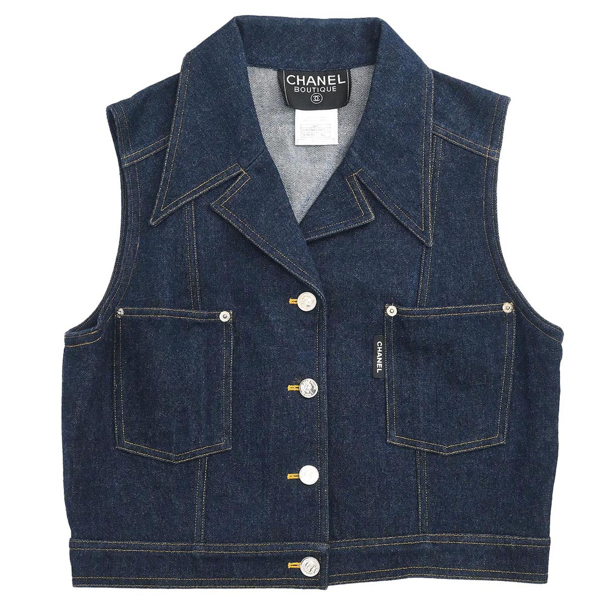 Chanel 1996 Vest Denim Jacket Indigo #42