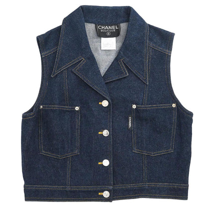 Chanel 1996 Vest Denim Jacket Indigo #42