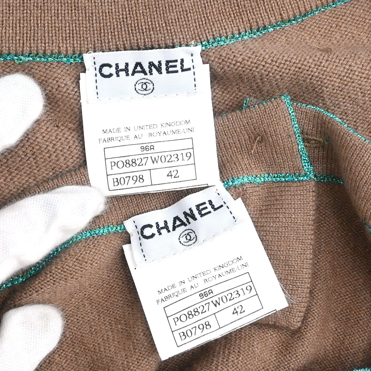 Chanel 1996 Ensemble Cardigan Top Brown #42