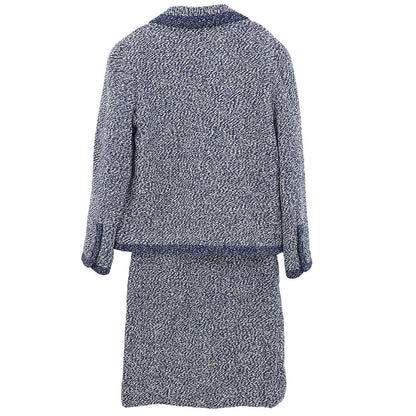 Chanel 1997 Setup Suit Jacket Skirt Tweed Navy #40