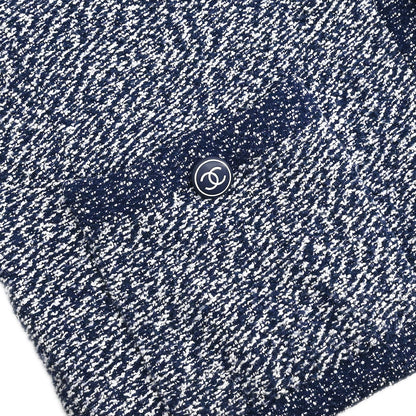 Chanel 1997 Setup Suit Jacket Skirt Tweed Navy #40