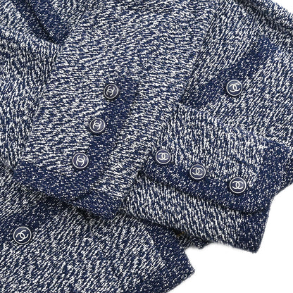 Chanel 1997 Setup Suit Jacket Skirt Tweed Navy #40