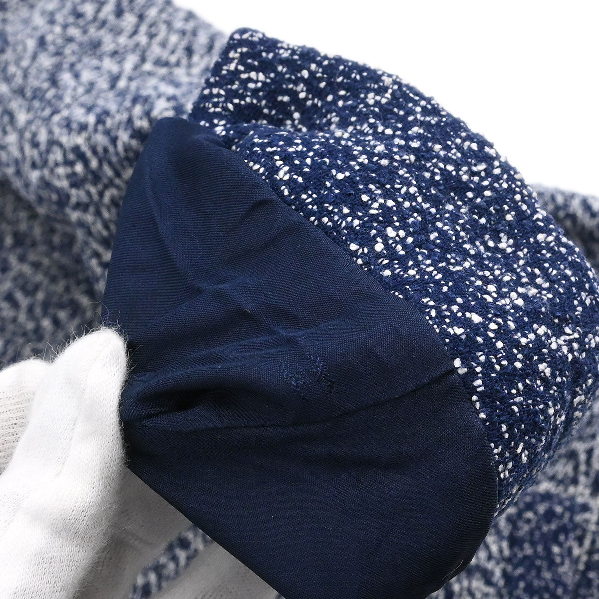 Chanel 1997 Setup Suit Jacket Skirt Tweed Navy #40