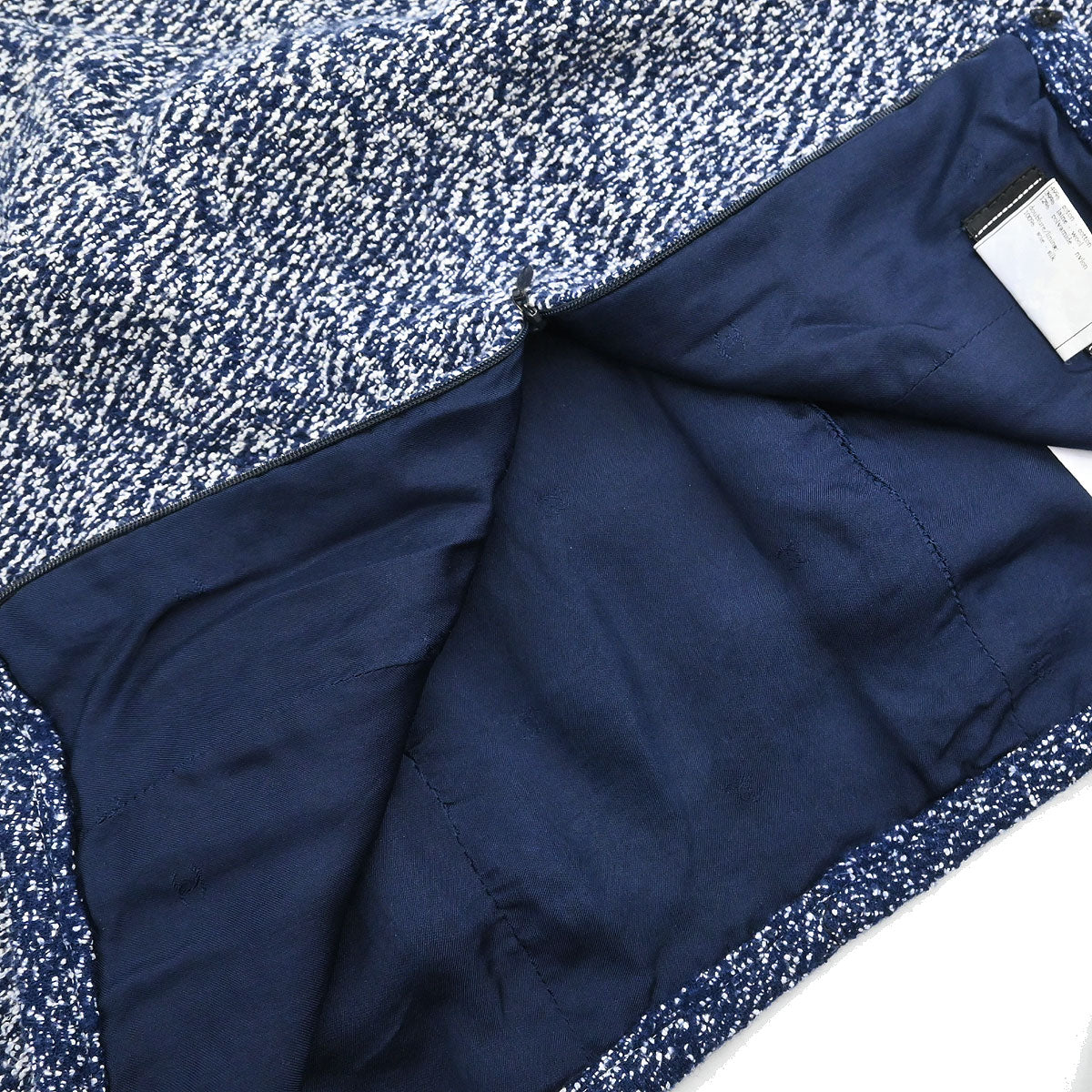 Chanel 1997 Setup Suit Jacket Skirt Tweed Navy #40