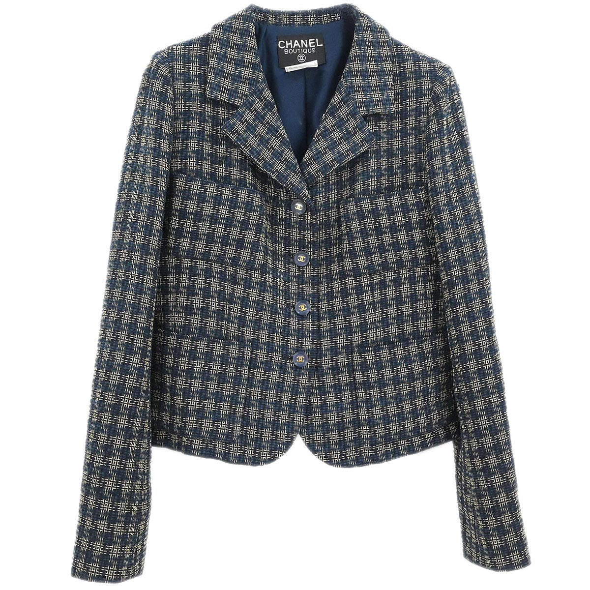 Chanel 1995 Single Breasted Jacket Navy #42