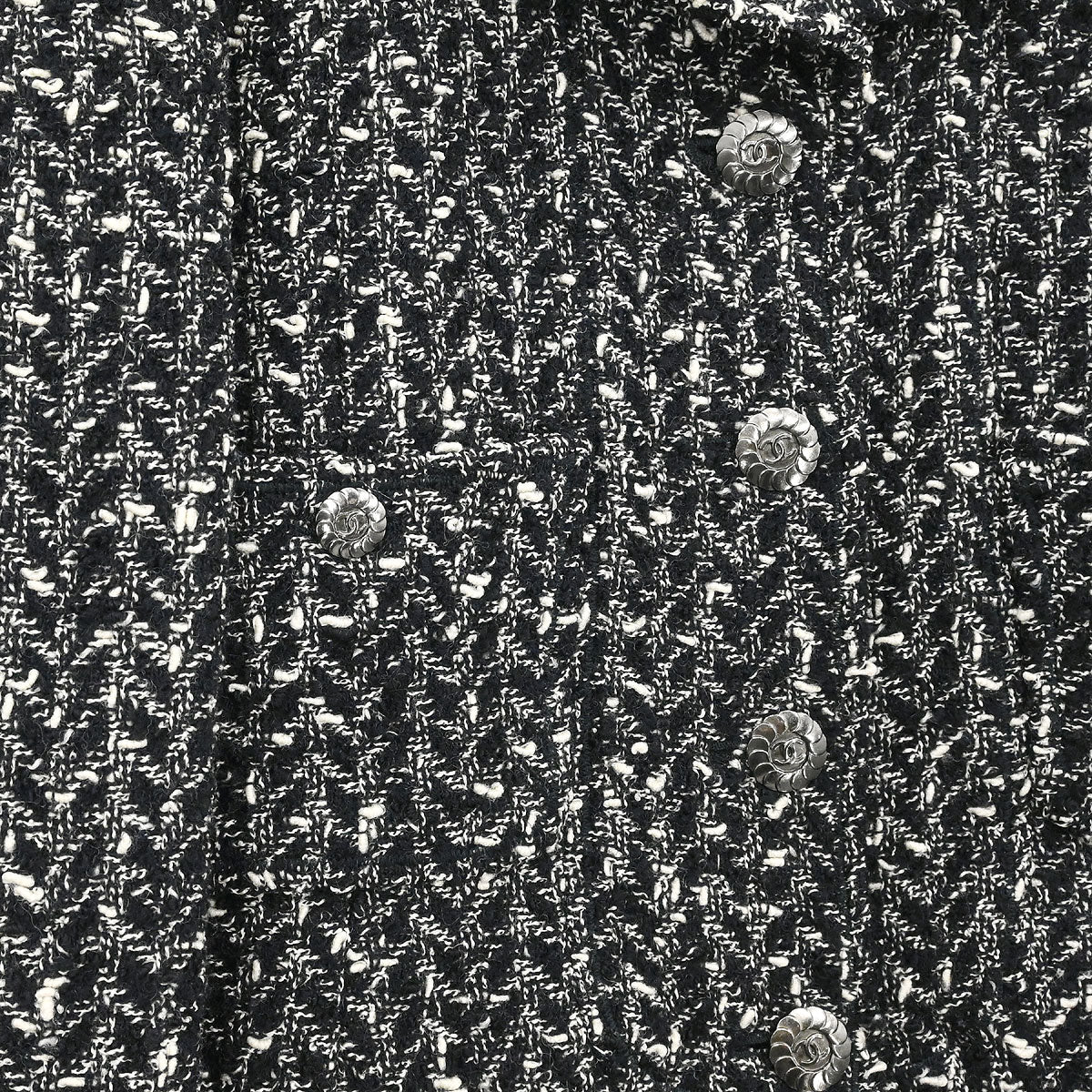 Chanel 1997 Setup Suit Jacket Skirt Tweed Black #40