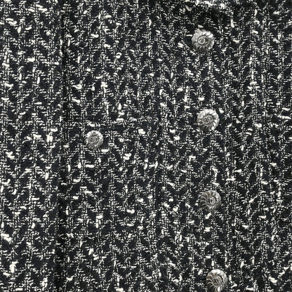 Chanel 1997 Setup Suit Jacket Skirt Tweed Black #40