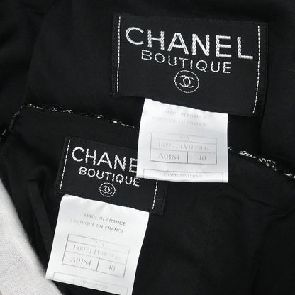 Chanel 1997 Setup Suit Jacket Skirt Tweed Black #40