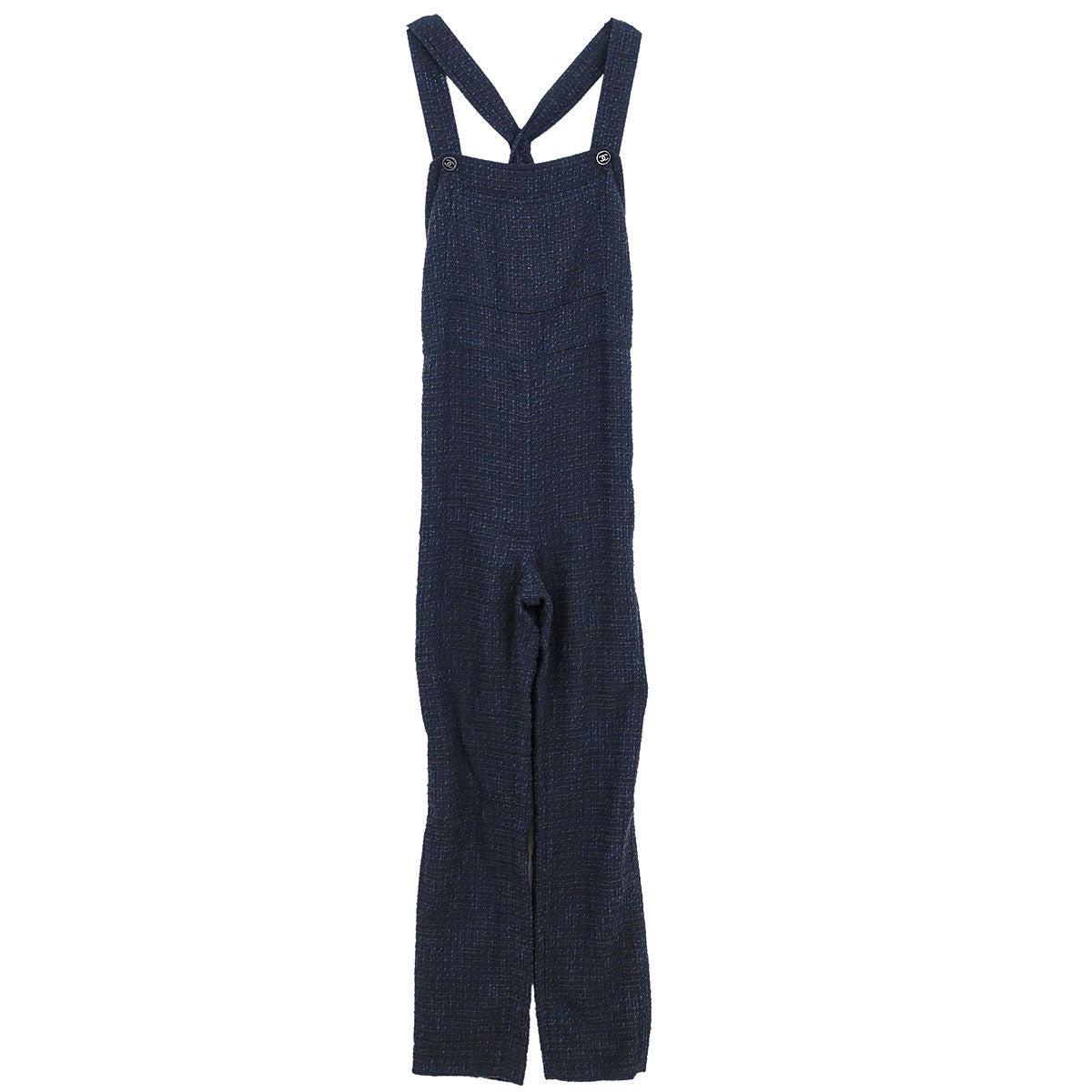 Chanel 2001 Jumpsuit Sleeveless Tweed Navy #38