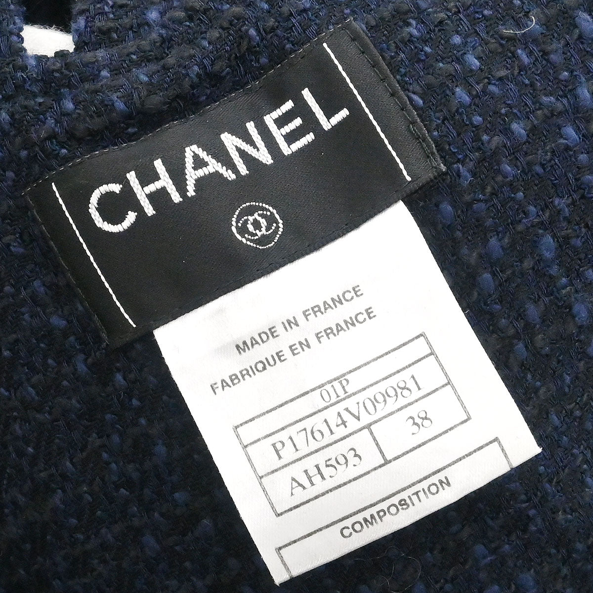 Chanel 2001 Jumpsuit Sleeveless Tweed Navy #38