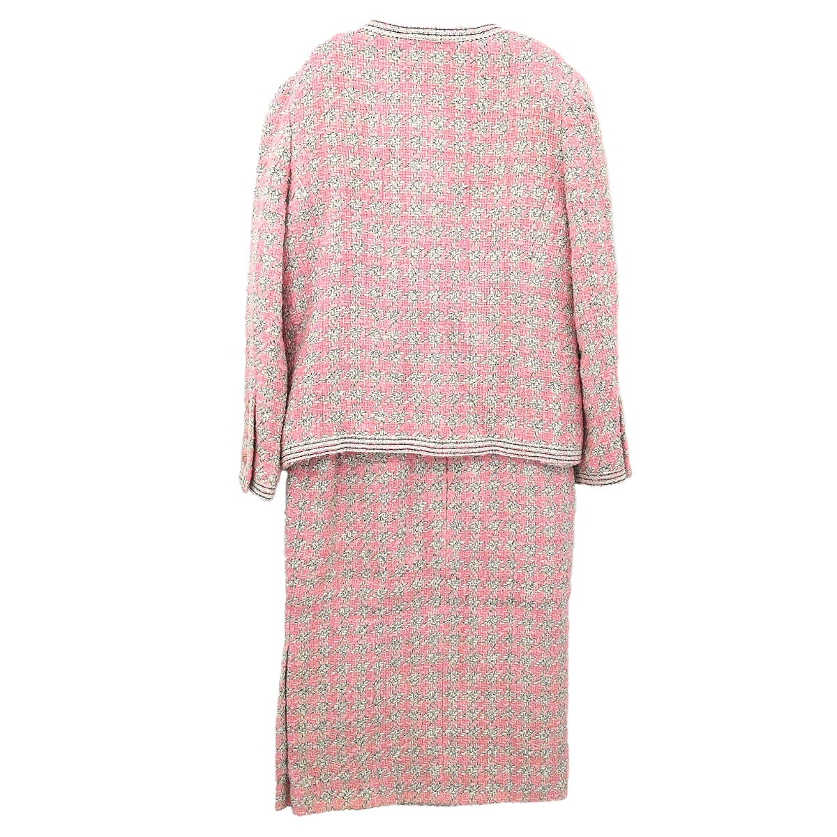 Chanel 1993 Setup Suit Jacket Skirt Tweed Pink #36