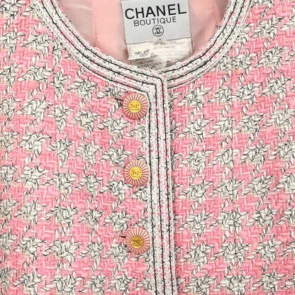 Chanel 1993 Setup Suit Jacket Skirt Tweed Pink #36