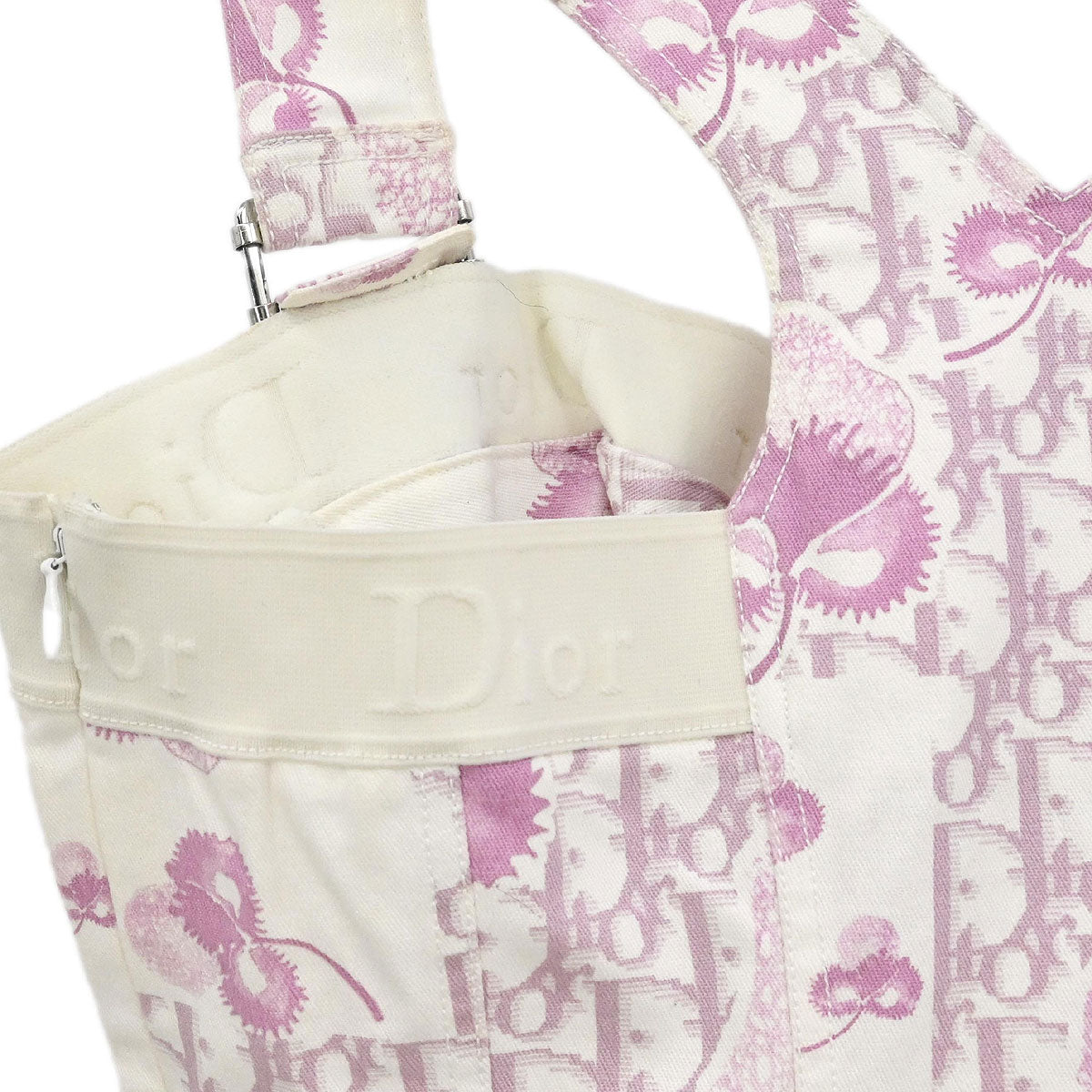 Christian Dior 2005 Sleeveless Denim Dress Trotter White Pink #38