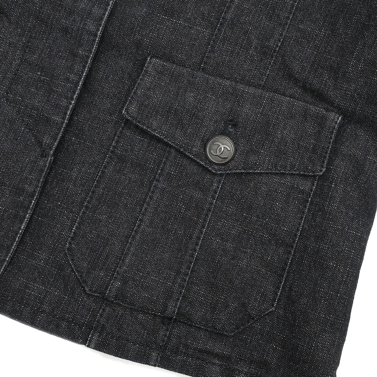 Chanel 2003 Single Breasted Denim Jacket Black #36