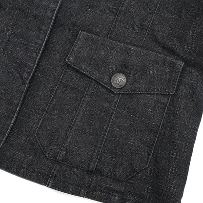 Chanel 2003 Single Breasted Denim Jacket Black #36