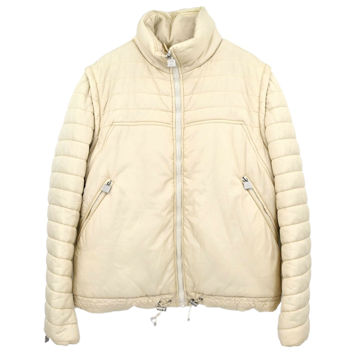 Chanel 2005 Sport Line Zip Up Jacket Long Sleeve Sleeveless 2way Ivory #44