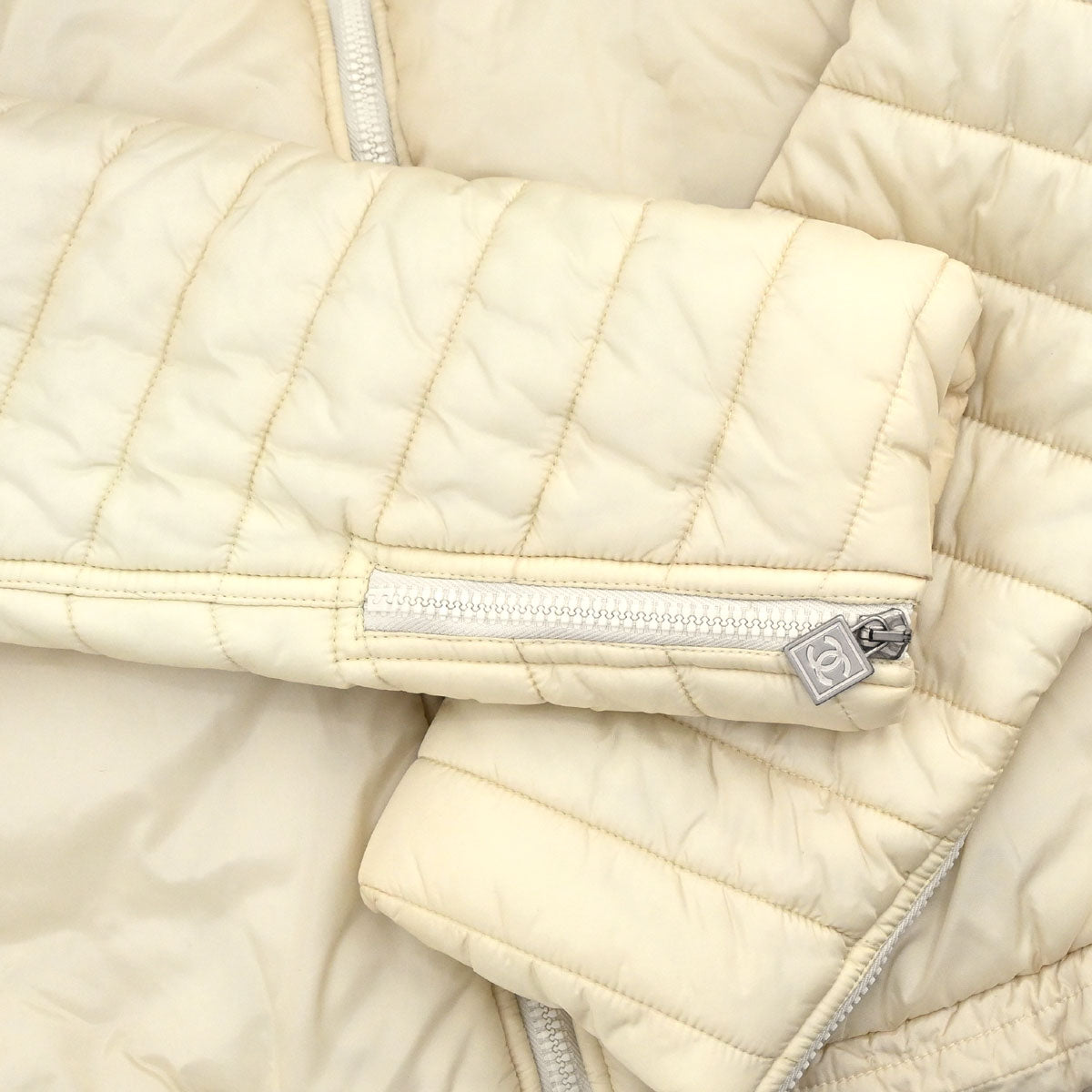 Chanel 2005 Sport Line Zip Up Jacket Long Sleeve Sleeveless 2way Ivory #44
