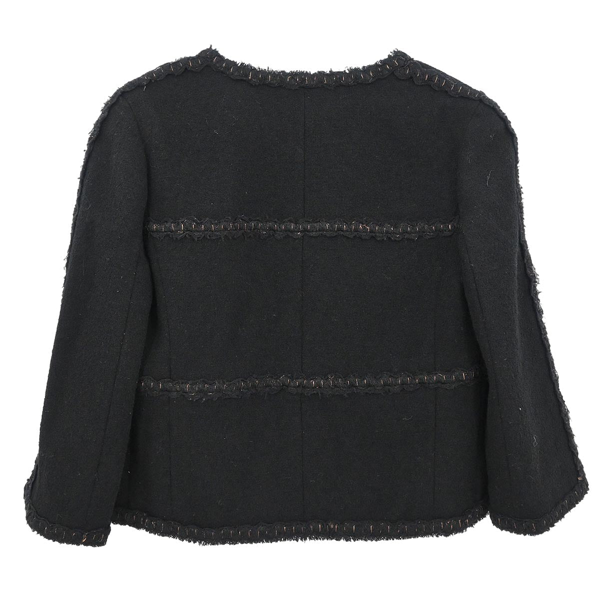 Chanel 2007 Single Breasted Collarless Jacket Black #36