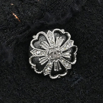 Chanel 2007 Single Breasted Collarless Jacket Black #36