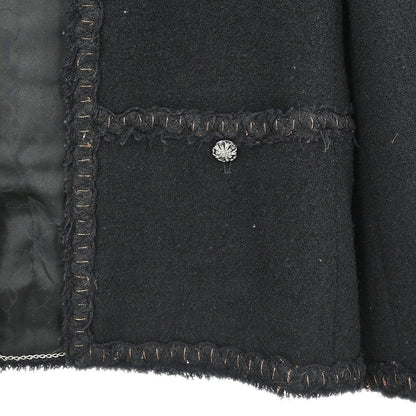 Chanel 2007 Single Breasted Collarless Jacket Black #36