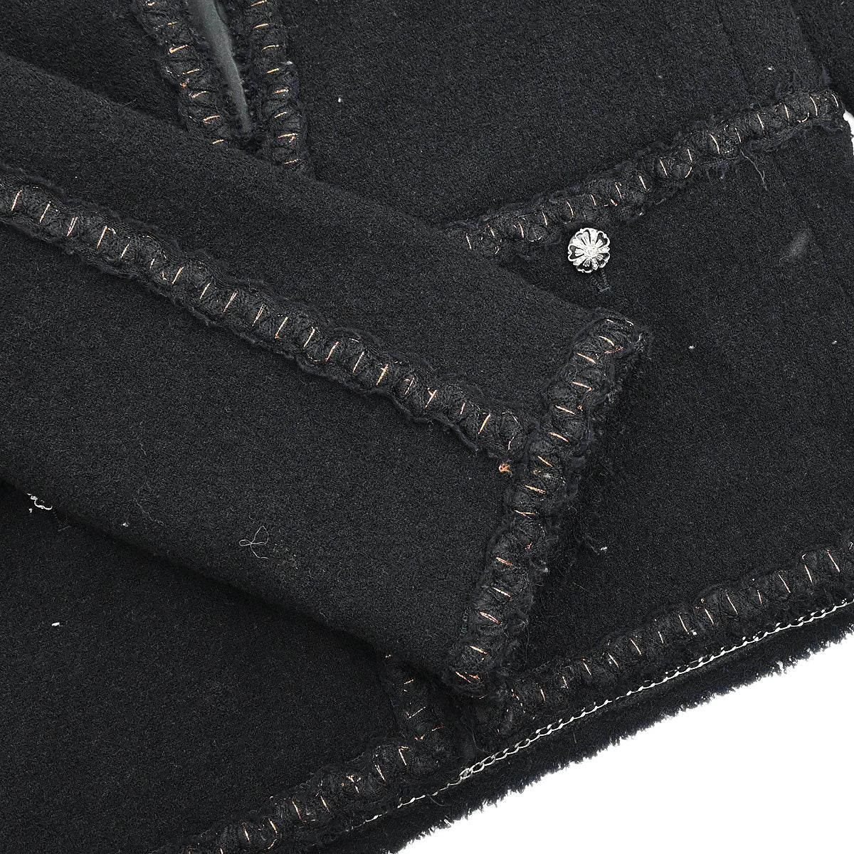 Chanel 2007 Single Breasted Collarless Jacket Black #36