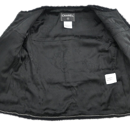 Chanel 2007 Single Breasted Collarless Jacket Black #36