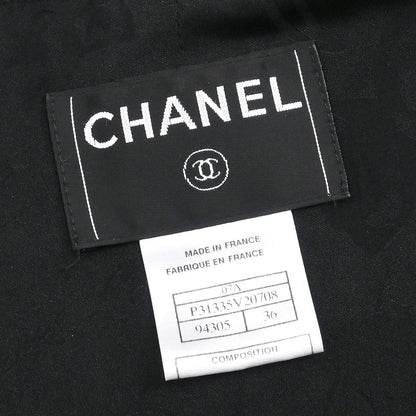 Chanel 2007 Single Breasted Collarless Jacket Black #36
