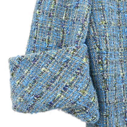 Chanel 2017 Short Sleeve Tweed Jacket Coat Blue #36