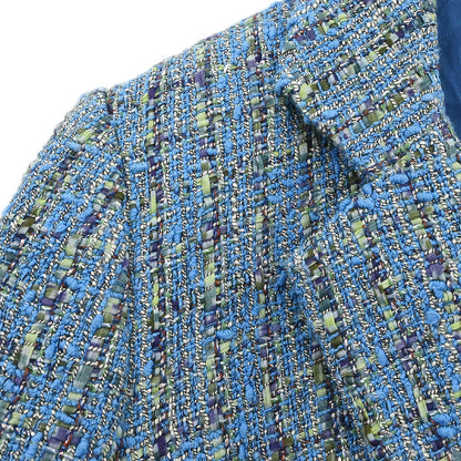 Chanel 2017 Short Sleeve Tweed Jacket Coat Blue #36