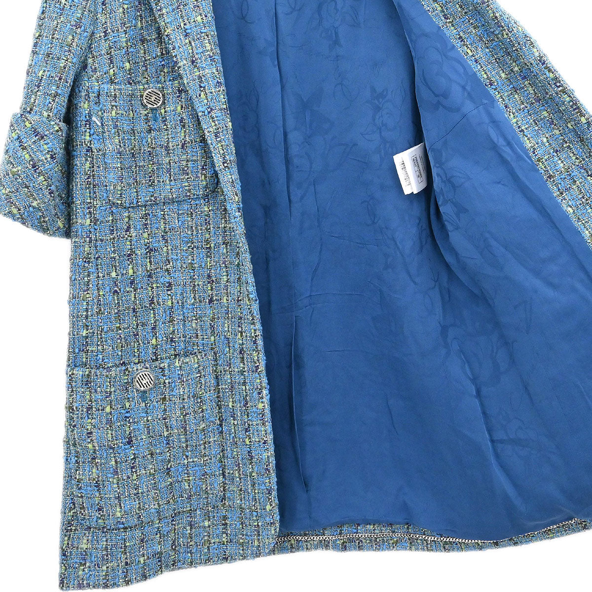 Chanel 2017 Short Sleeve Tweed Jacket Coat Blue #36