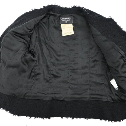 Chanel 1994 Collarless Single Breasted Jacket Black #44