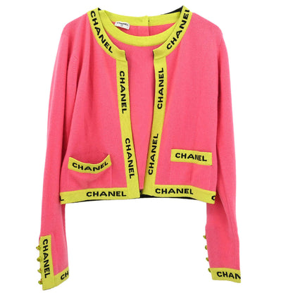 Chanel Ensemble Cardigan Short Sleeve Top Pink