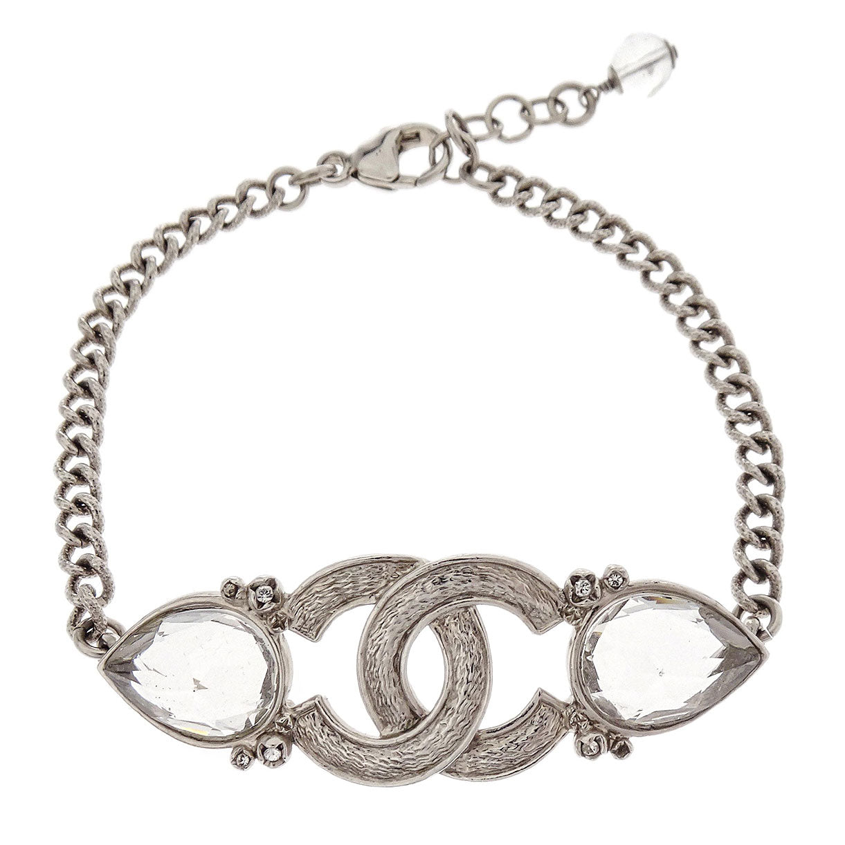 Chanel CC Bracelet Rhinestone Silver 15K