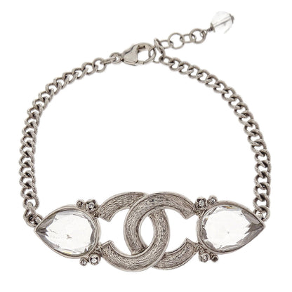 Chanel CC Bracelet Rhinestone Silver 15K