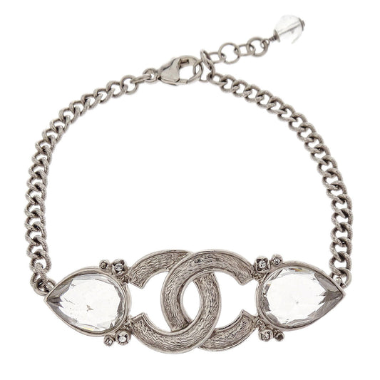 Chanel CC Bracelet Rhinestone Silver 15K