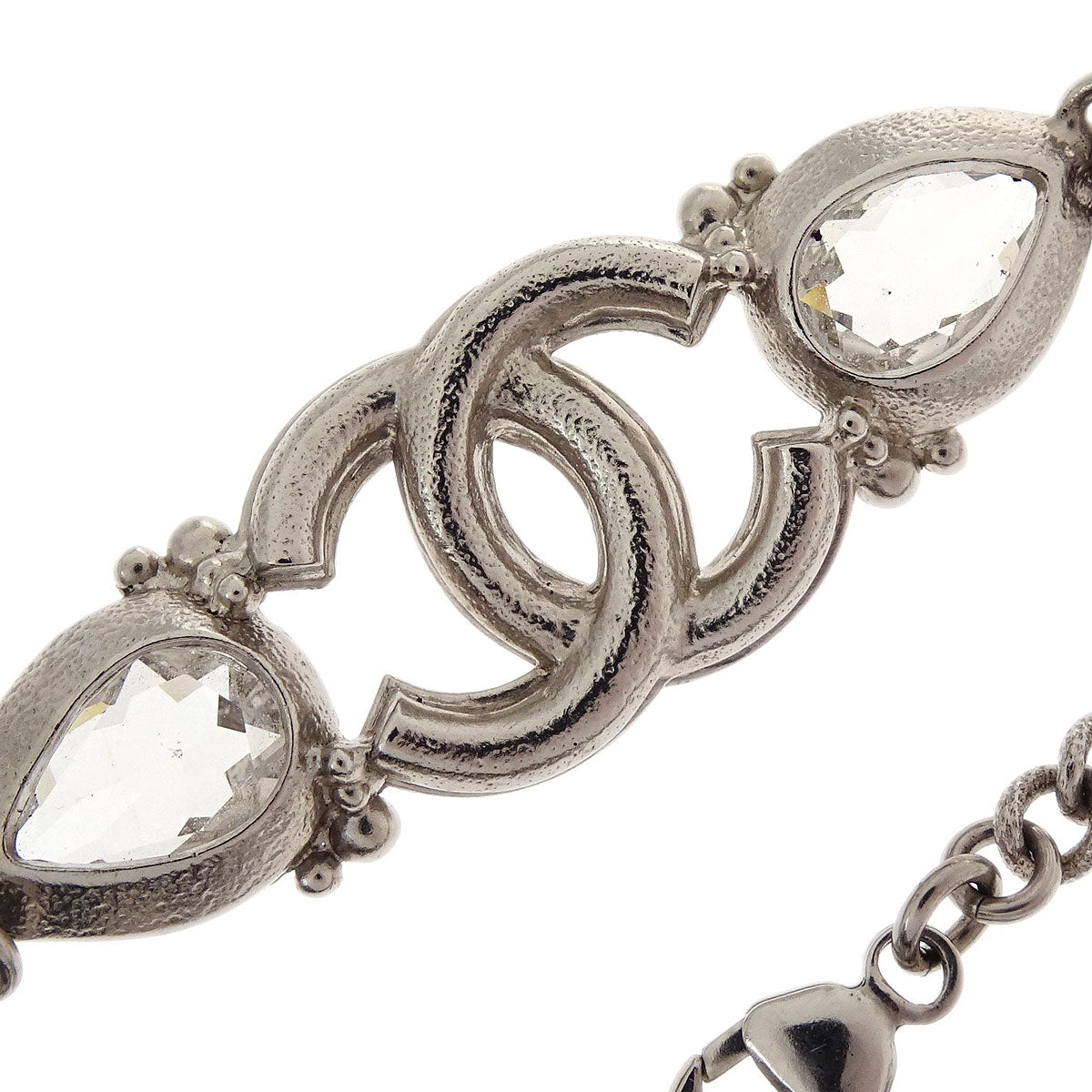 Chanel CC Bracelet Rhinestone Silver 15K