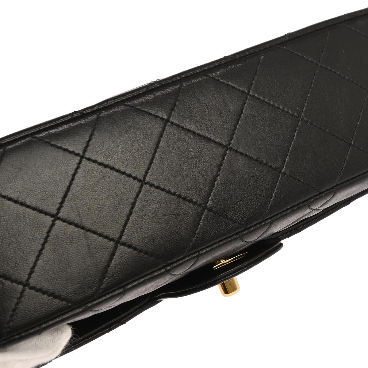 Chanel 1994-1996 Black Lambskin Small Classic Double Flap Shoulder Bag