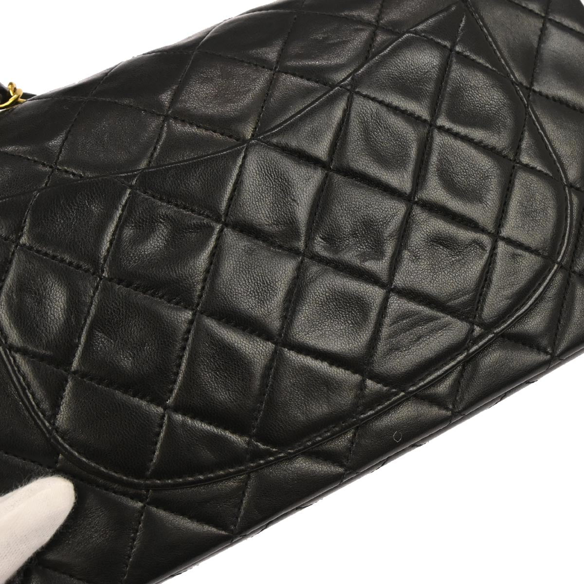 Chanel 1994-1996 Black Lambskin Small Classic Double Flap Shoulder Bag