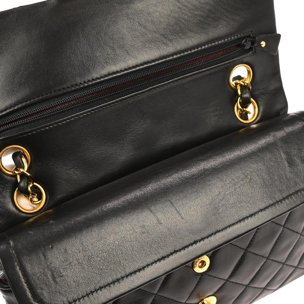 Chanel 1994-1996 Black Lambskin Small Classic Double Flap Shoulder Bag