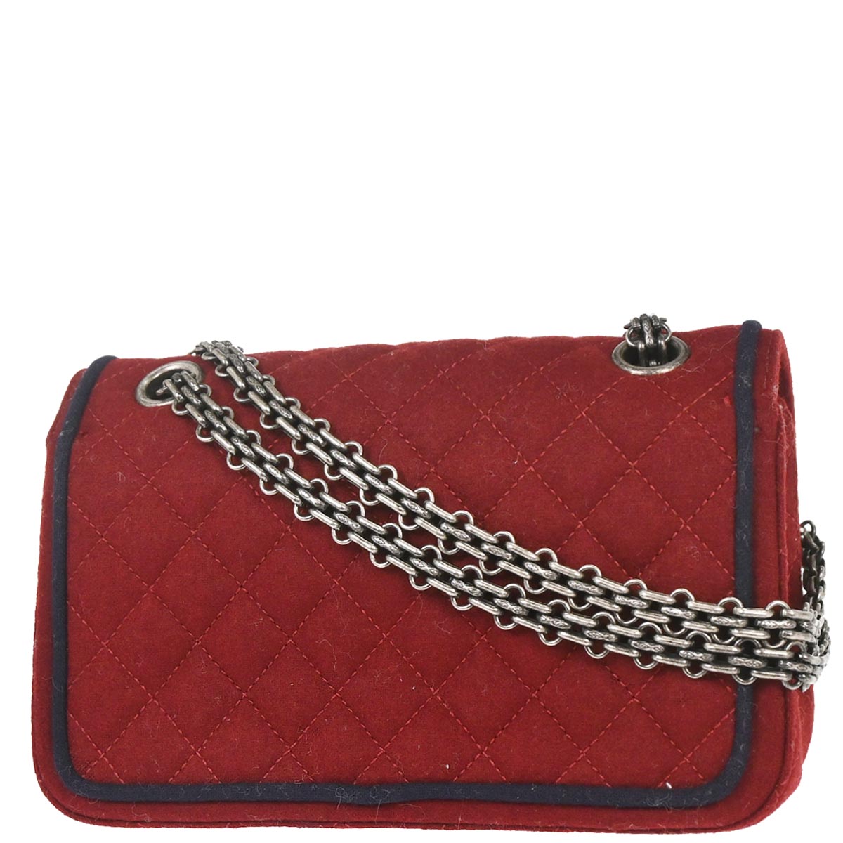 Chanel 2015-2016 Red Wool 2.55 Classic Double Flap Shoulder Bag