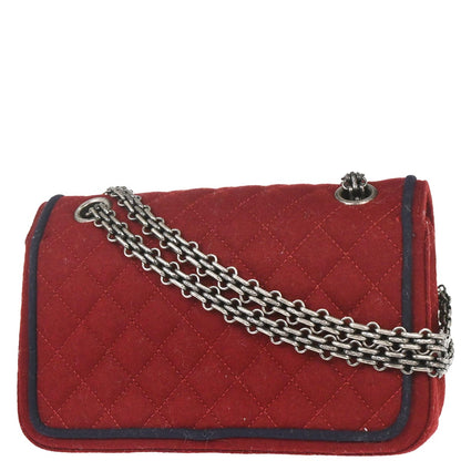 Chanel 2015-2016 Red Wool 2.55 Classic Double Flap Shoulder Bag